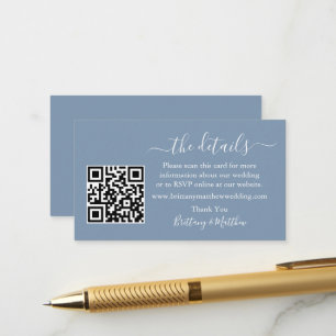 Carte D'accompagnement Calligraphie Détails du Mariage Site Web QR Dusty 