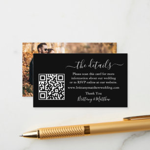 Carte D'accompagnement Calligraphie Détails du Mariage Site Web QR Photo