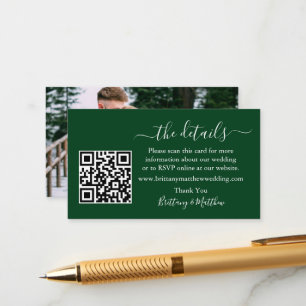 Carte D'accompagnement Calligraphie Détails du Mariage Site Web QR Photo