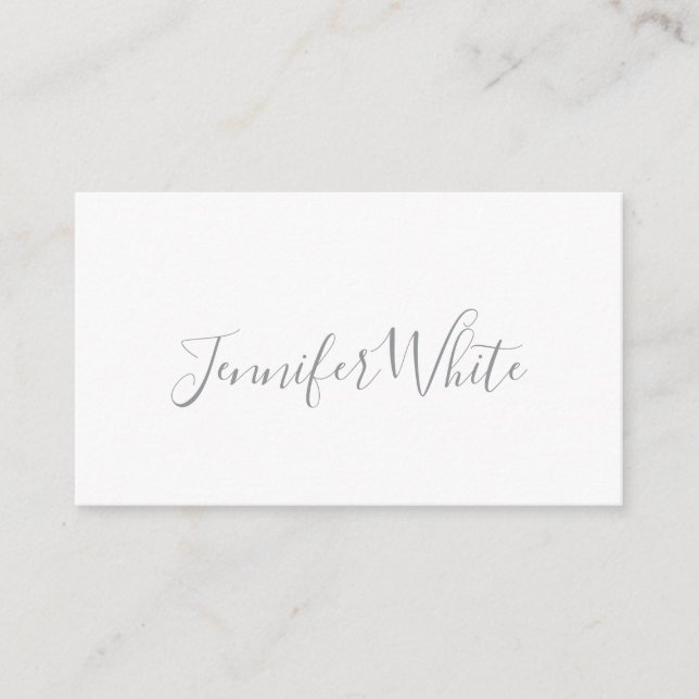 Carte D'accompagnement Calligraphie Élégant Gris rétro Gris Blanc Nom (Devant)