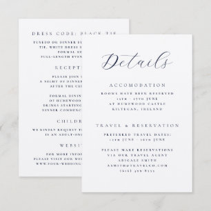 Carte D'accompagnement Calligraphie Élégante Détails de Mariage Recto-Ver