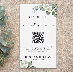 Carte D'accompagnement Calligraphie Eucalyptus Capturer l'amour Code QR