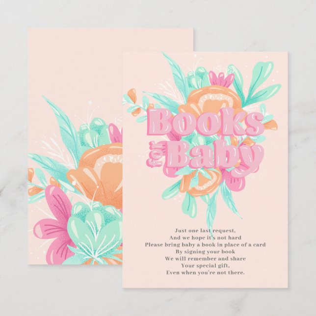 Carte D'accompagnement Calligraphie florale rose mignon livres girly pour (Devant / Derrière)