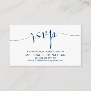 Carte D'accompagnement Calligraphie Mariage, bleu marine simple, dîner RS