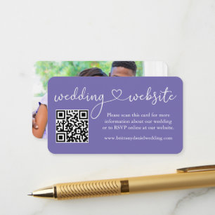 Carte D'accompagnement Calligraphie Mariage cardiaque Web QR Périwinkle p
