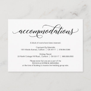 Carte D'accompagnement Calligraphie Mariage Noir moderne, Hébergements