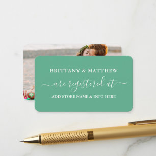 Carte D'accompagnement Calligraphie Mariage Registre Photo Mint Green