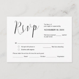 Carte D'accompagnement Calligraphie mariage, Script noir simple, RSVP