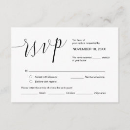 Carte D'accompagnement Calligraphie mariage, Script noir simple, RSVP