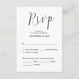 Carte D'accompagnement Calligraphie Mariage simple, Noir, Dîner RSVP