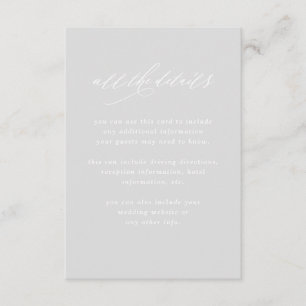 Carte D'accompagnement Calligraphie minimaliste Détails du Mariage gris