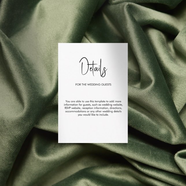 Carte D'accompagnement Calligraphie minimaliste mariage blanc (Créateur téléchargé)