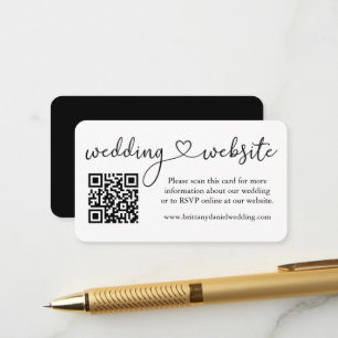 Carte D'accompagnement Calligraphie moderne Coeur QR Site Mariage