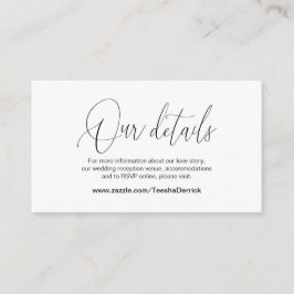 Carte D'accompagnement Calligraphie moderne, Détails du Mariage, Informat