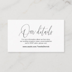 Carte D'accompagnement Calligraphie moderne, Détails du Mariage, Informat