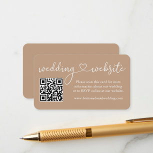 Carte D'accompagnement Calligraphie moderne Mariage cardiaque Site Web QR