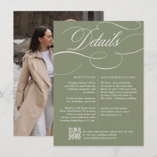 Carte D'accompagnement Calligraphie Moderne Mariage Vert Sauge Intemporel