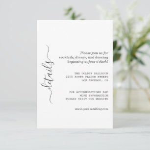 Carte D'accompagnement Calligraphie moderne minimaliste Détails du Mariag