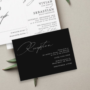 Carte D'accompagnement Calligraphie moderne Noir Blanc Mariage Réception
