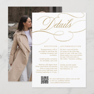 Carte D'accompagnement Calligraphie moderne or intemporel et mariage blan