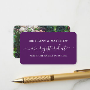 Carte D'accompagnement Calligraphie moderne Registre Mariage Photo violet