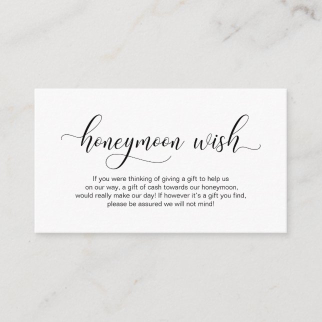 Carte D'accompagnement Calligraphie noire moderne, Mariage lune de miel (Devant)