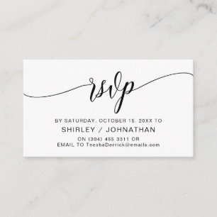 Carte D'accompagnement Calligraphie noire moderne, mariage RSVP