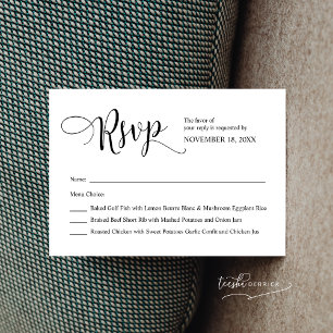 Carte D'accompagnement Calligraphie noire moderne, Mariage RSVP