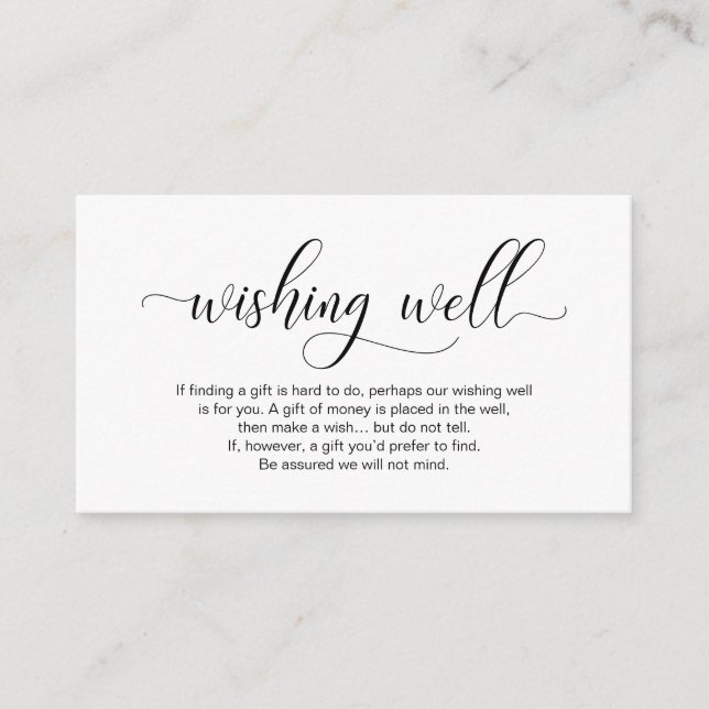 Carte D'accompagnement Calligraphie noire moderne, Mariage Wishing Well (Devant)