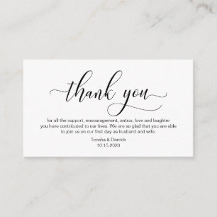 Carte D'accompagnement Calligraphie noire moderne, Merci Mariage