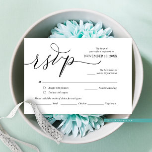 Carte D'accompagnement Calligraphie noire romantique moderne, Mariage RSV