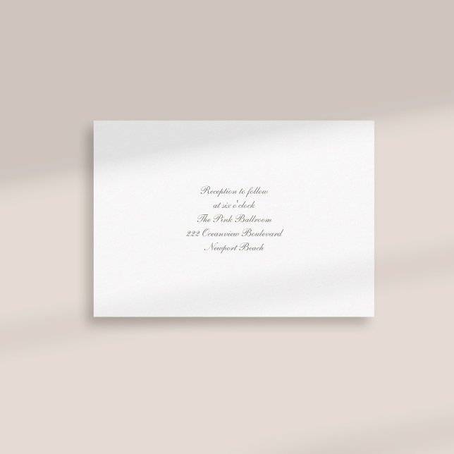 Carte D'accompagnement Calligraphie officielle Mariage de réception class (formal traditional elegant calligraphy wedding reception card ivory classic)