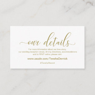 Carte D'accompagnement Calligraphie Or moderne, Mariage Nos détails