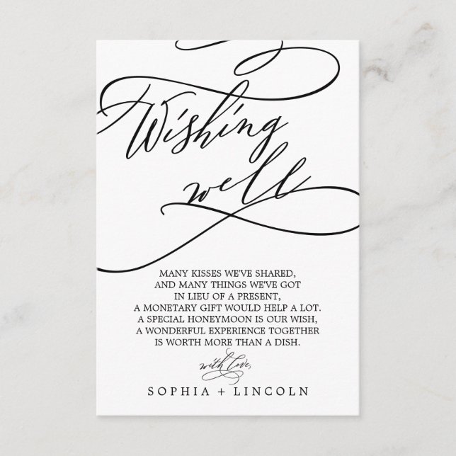 Carte D'accompagnement Calligraphie romantique Mariage Wishing Well Card (Devant)