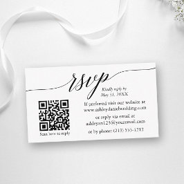 Carte D'accompagnement Calligraphie RSVP Mariage Simple Minimaliste QR
