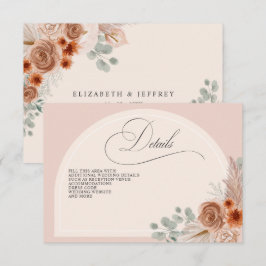 Carte D'accompagnement Calligraphie Rustique Boho Terracotta Pampas Détai