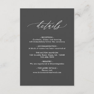 Carte D'accompagnement Calligraphie simple élégante Gris Détails Mariage