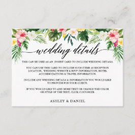 Carte D'accompagnement Calligraphie Tropical Floral Détails du Mariage