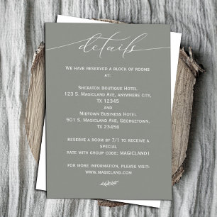 Carte D'accompagnement Calligraphie verte et blanche Sage Simple