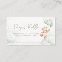 Can't Bearly Wait Green Baby Shower Diaper Raffle
