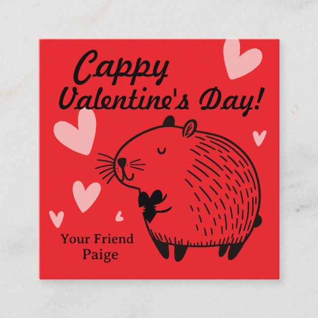 Carte D'accompagnement Cappy Valentine's Day | Capybara Valentine  (Devant)