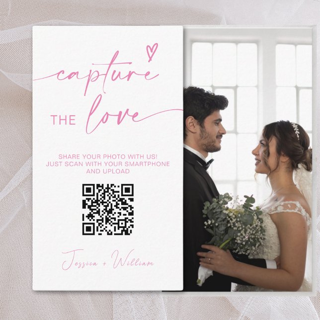 Carte D'accompagnement Capture de mariage moderne rose Code Qr de l'amour (Créateur téléchargé)