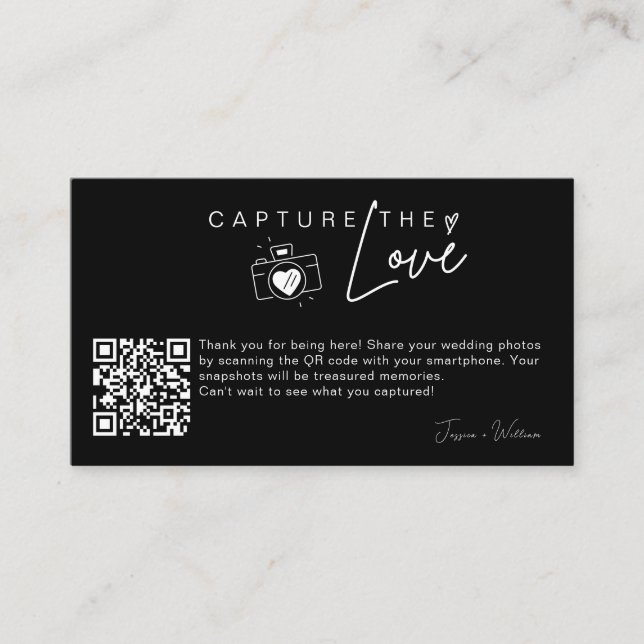 Carte D'accompagnement Capturez l'amour Code Qr de photo de mariage moder (Devant)