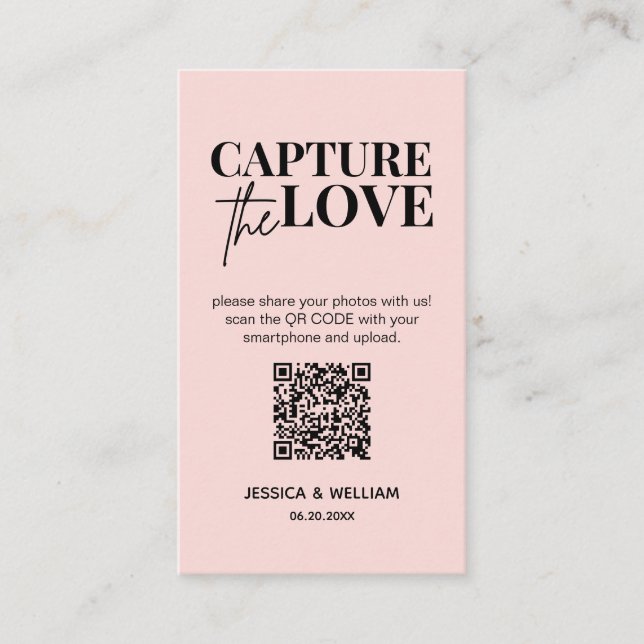 Carte D'accompagnement Capturez l'amour mariage moderne Code Qr (Devant)