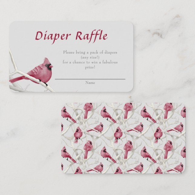 Carte D'accompagnement Cardinal rouge Baby shower de la couche Raffle (Devant / Derrière)