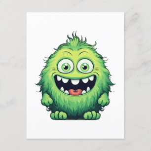 Carte D'accompagnement Caricature du Monstre Vert et souriant