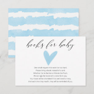 Carte D'accompagnement Carnets de coeur bleu aquarelle simples pour bébé