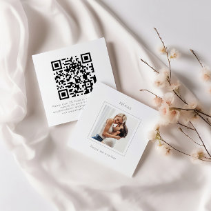 Carte D'accompagnement Carré moderne Photo Mariage QR Code Détails