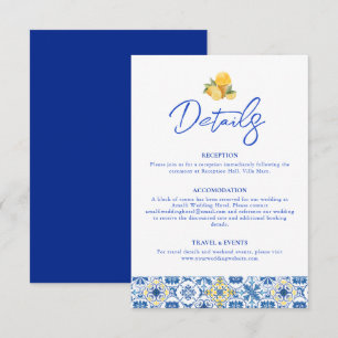 Carte D'accompagnement Carreaux italiens La Dolce Vita Mariage de Destina
