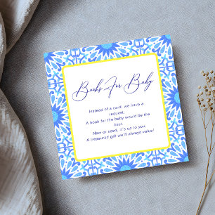 Carte D'accompagnement Carrelage bleu italien Baby shower jaune Demande d